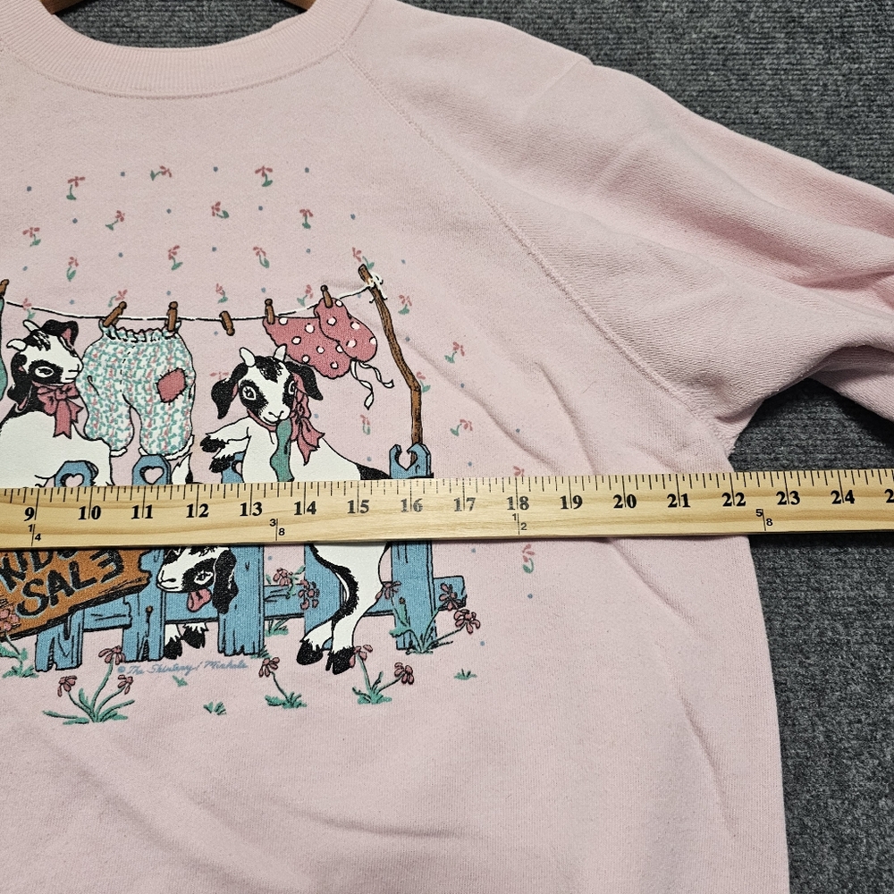 Vintage 90s Hanes Kids For Sale Goat Funny Pink Crewneck Sweater XL USA Made - Picture 14 of 16